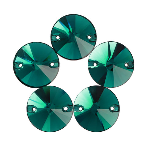 Emerald Rivoli Shape High Quality Glass Sew-on Rhinestones WholesaleRhinestone