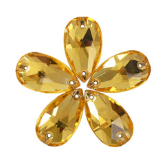 Light Topaz Drop Shape High Quality Glass Sew-on Rhinestones WholesaleRhinestone