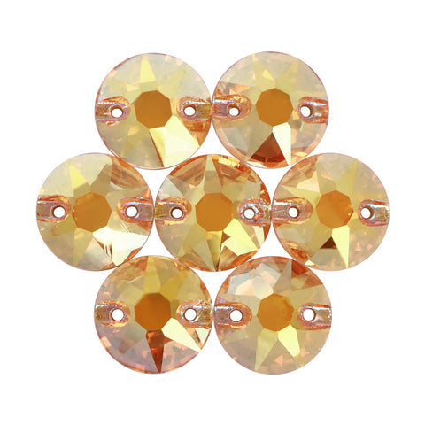 Metallic Sunshine XIRIUS Round Shape High Quality Glass Sew-on Rhinestones WholesaleRhinestone