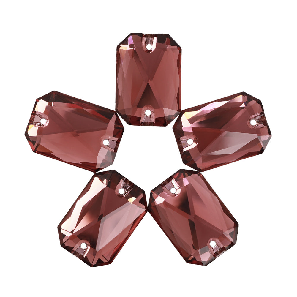 Burgundy Octagon Shape High Quality Glass Sew-on Rhinestones WholesaleRhinestone