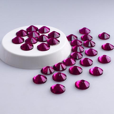 Fuchsia Glass FlatBack Rhinestones Silver Back WholesaleRhinestone