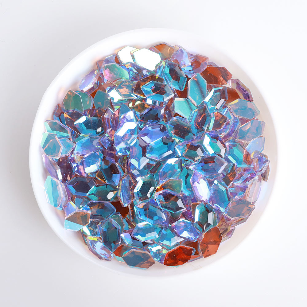 Elongated Hexagon Shape Charm Purple Flat Back Fancy Rhinestones Secondary image