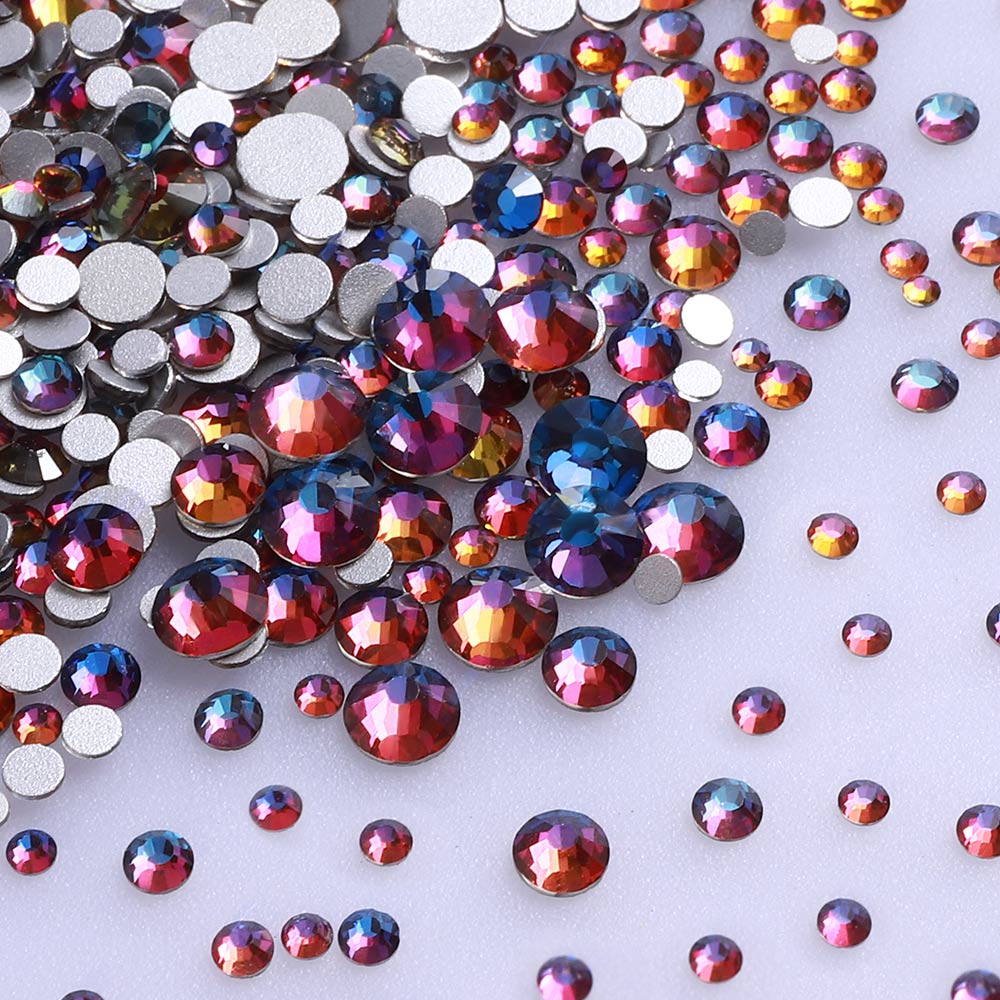 Mixed Sizes Blue Volcano Glass FlatBack Rhinestones For Nail Art Silver Back Secondary image