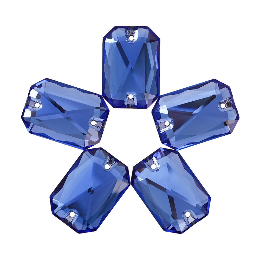 Light Sapphire Octagon Shape High Quality Glass Sew-on Rhinestones WholesaleRhinestone