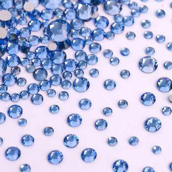 Mixed Sizes Light Blue Glass FlatBack Rhinestones For Nail Art Silver Back WholesaleRhinestone