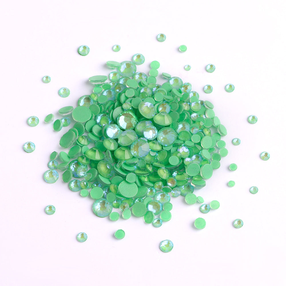 Mixed Sizes Mocha SS Green FlatBack Luminous Rhinestones For Nail Art WholesaleRhinestone