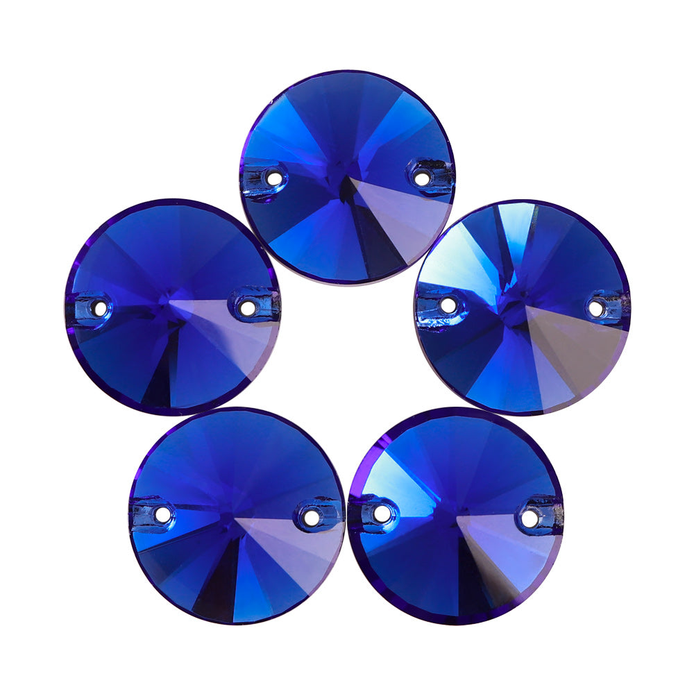 Sapphire Rivoli Shape High Quality Glass Sew-on Rhinestones WholesaleRhinestone