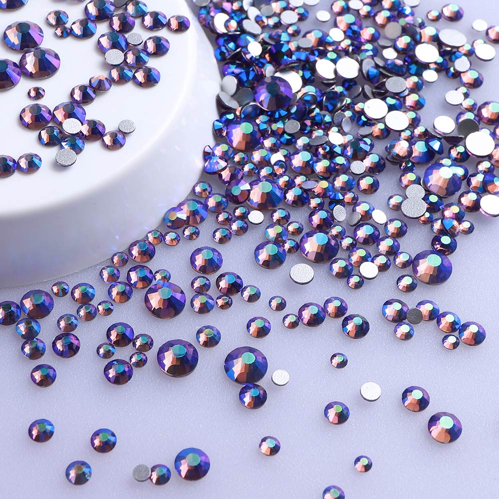 Mixed Sizes Tanzanite AB FlatBack Rhinestones For Nail Art Silver Back WholesaleRhinestone