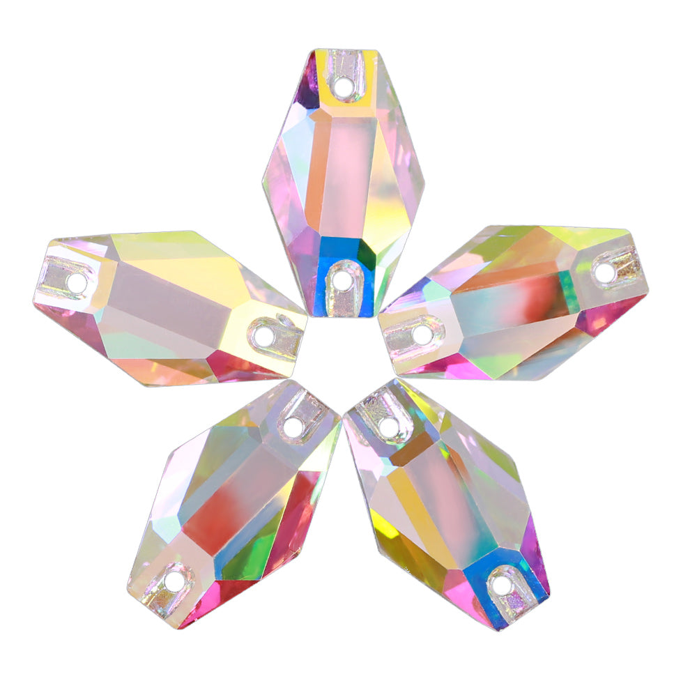 Crystal AB Hexagon Shape High Quality Glass Sew-on Rhinestones WholesaleRhinestone