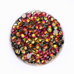 Red Volcano Glass Flat Back Glue-On Rhinestones 16 Cut Facets In Bulk WholesaleRhinestone