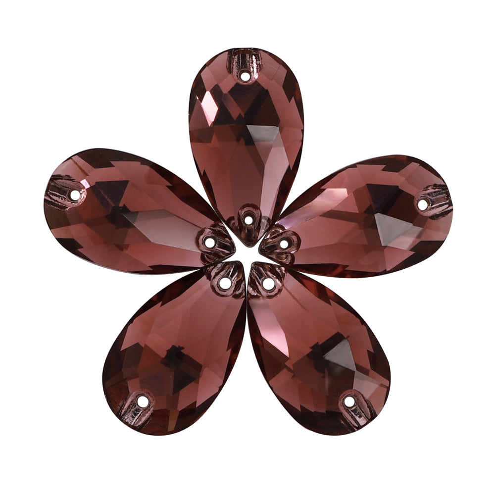 Burgundy Drop Shape High Quality Glass Sew-on Rhinestones WholesaleRhinestone