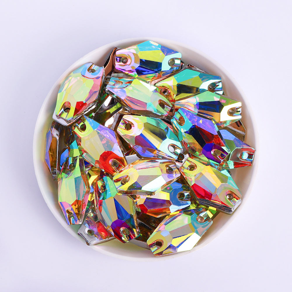 Hexagon Crystal AB Resin Sew-on Rhinestones For Dance Costume Secondary image