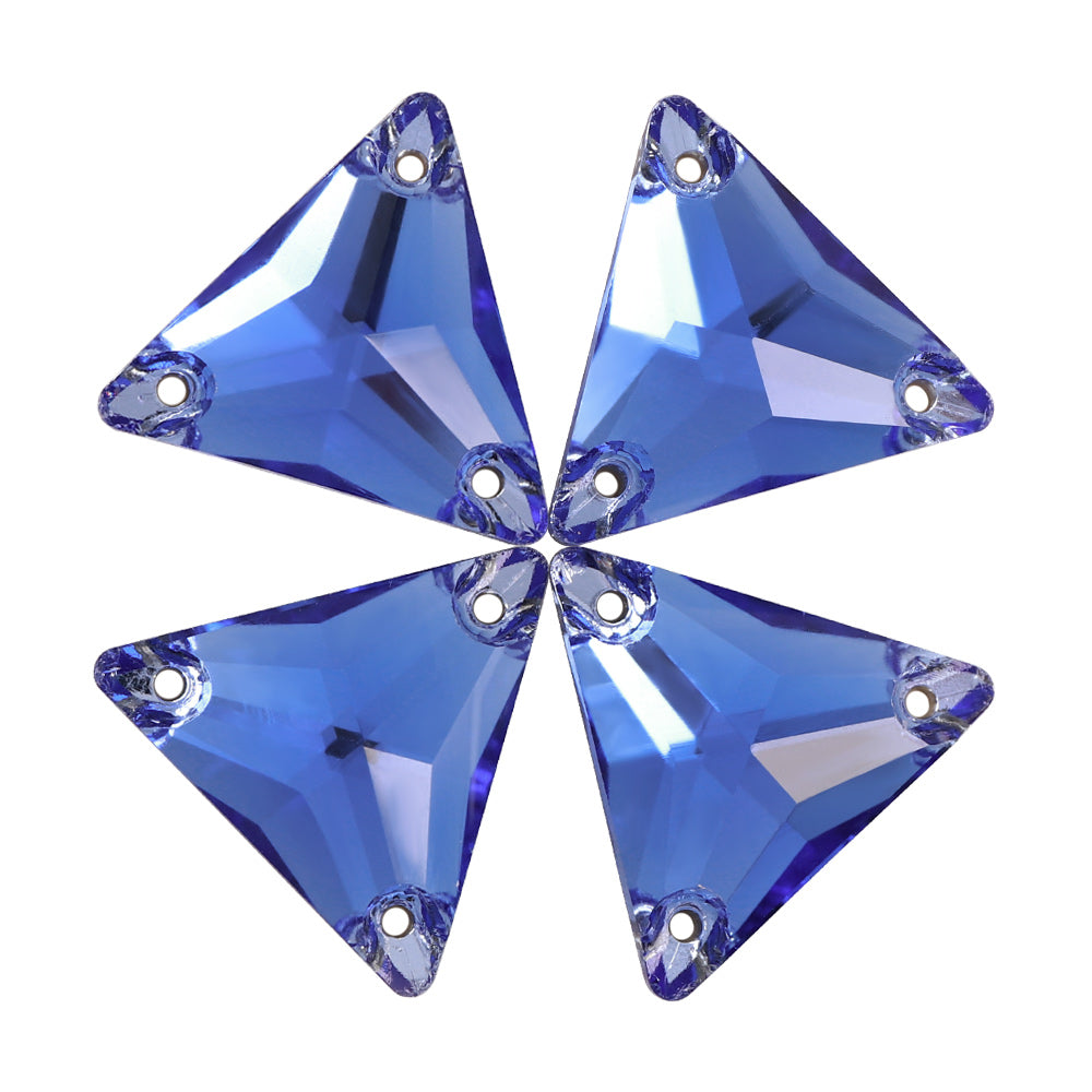 Light Sapphire Triangle Shape High Quality Glass Sew-on Rhinestones WholesaleRhinestone