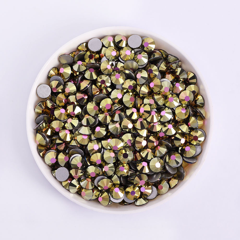 Rose Aurum Glass FlatBack Rhinestones Silver Back Secondary image
