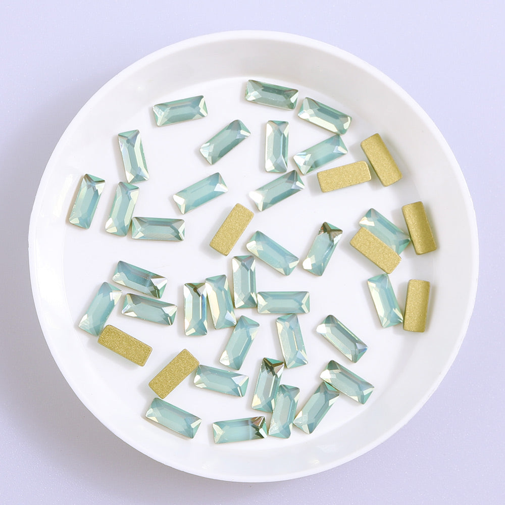 Rektangel form grøn opal flad ryg fancy rhinestones Sekundært billede