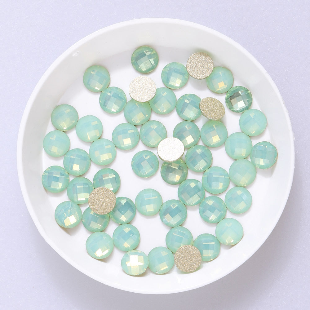 Rund form grøn opal flad ryg fancy rhinestones Sekundært billede