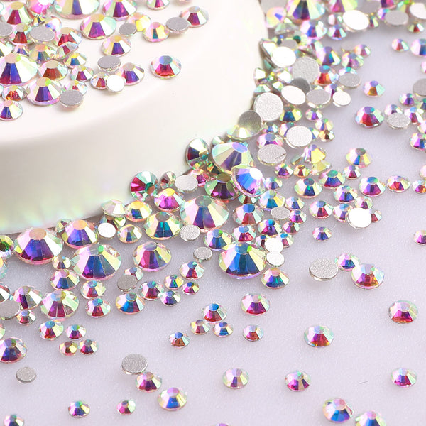 Mixed Sizes Crystal AB FlatBack Rhinestones For Nail Art Silver Back WholesaleRhinestone