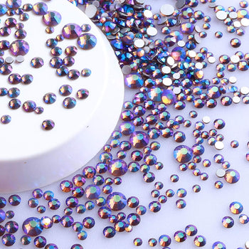 Mixed Sizes Smoked Topaz AB FlatBack Rhinestones For Nail Art Silver Back WholesaleRhinestone