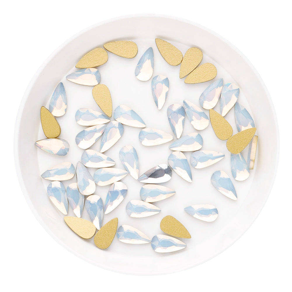 Raindrop Shape White Opal Flat Back Fancy Rhinestones WholesaleRhinestone