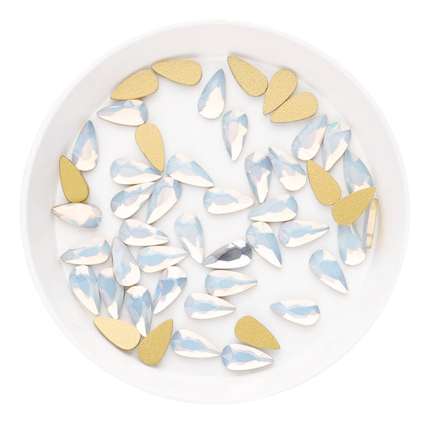 Raindrop Shape White Opal Flat Back Fancy Rhinestones WholesaleRhinestone