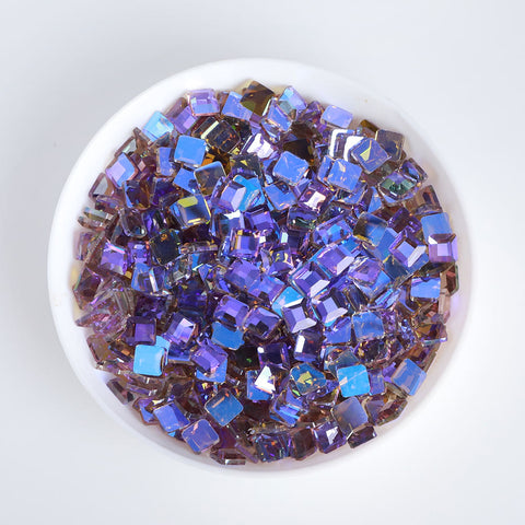 Square Shape Charm Purple Flat Back Fancy Rhinestones WholesaleRhinestone