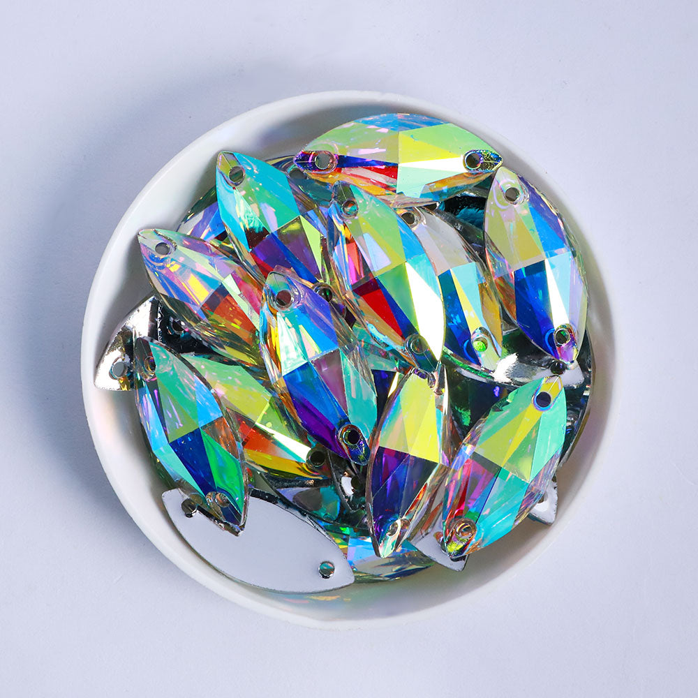 NAVETTE CRYSTAL AB RESIN SEW-ON RHINESTONES TIL DANCE COSTUME Sekundært billede