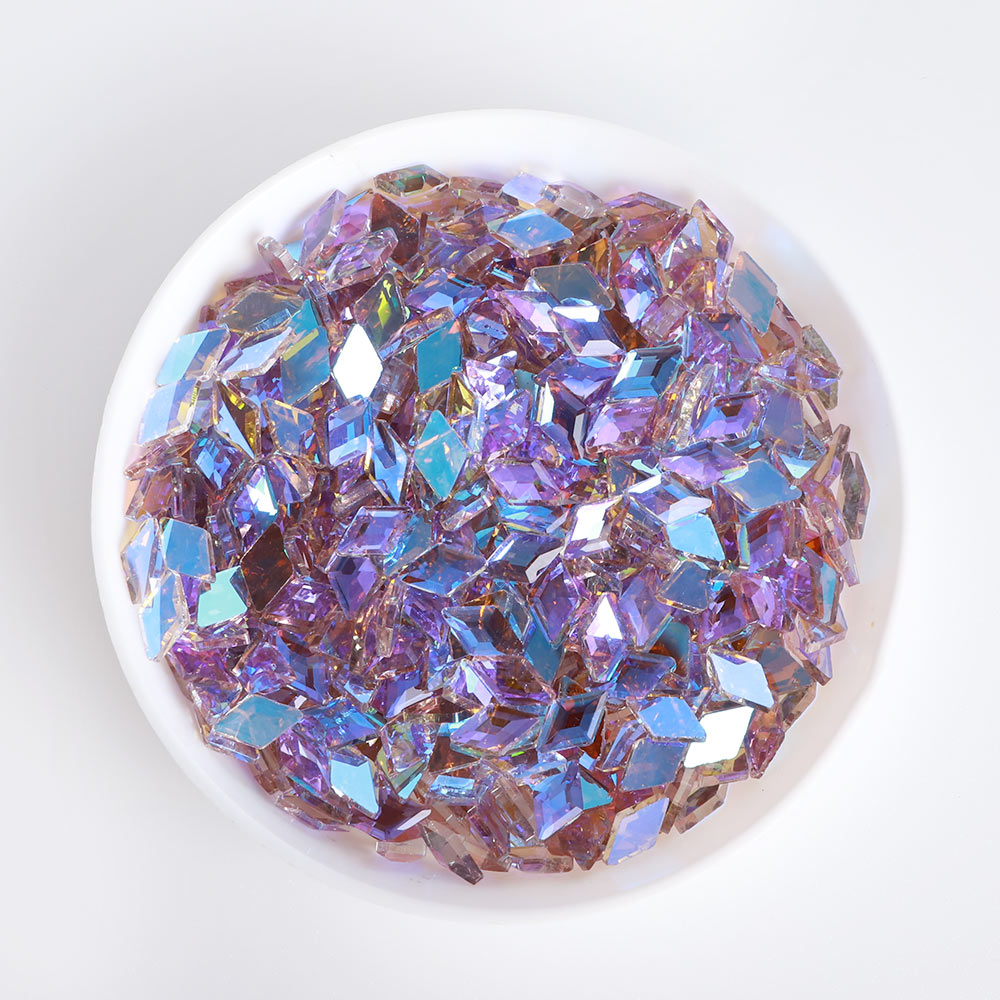 Rhombus Shape Charm Purple Flat Back Fancy Rhinestones WholesaleRhinestone