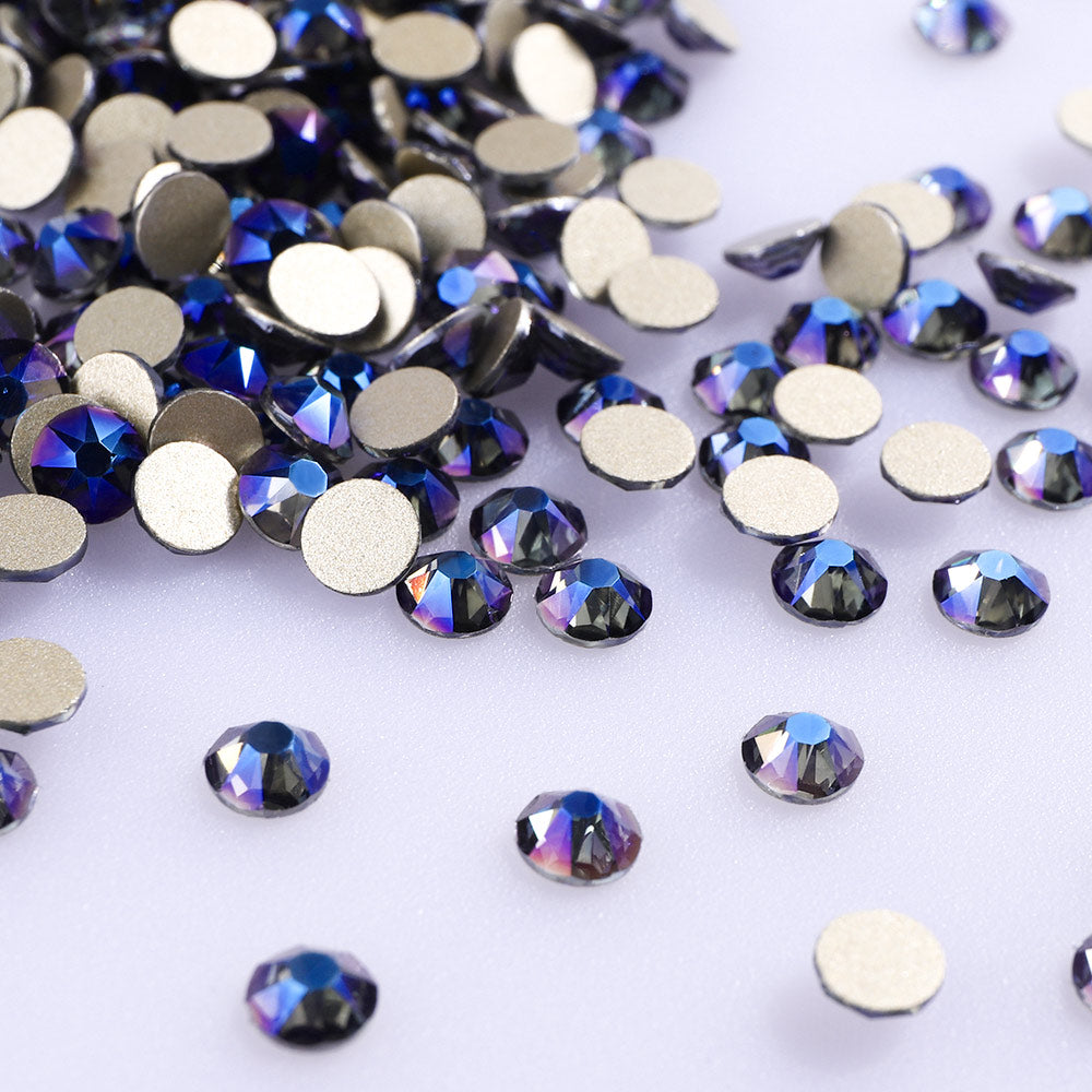 Purple Shadow Glass Flat Back Glue-On Rhinestones 16 Cut Facets In Bulk WholesaleRhinestone