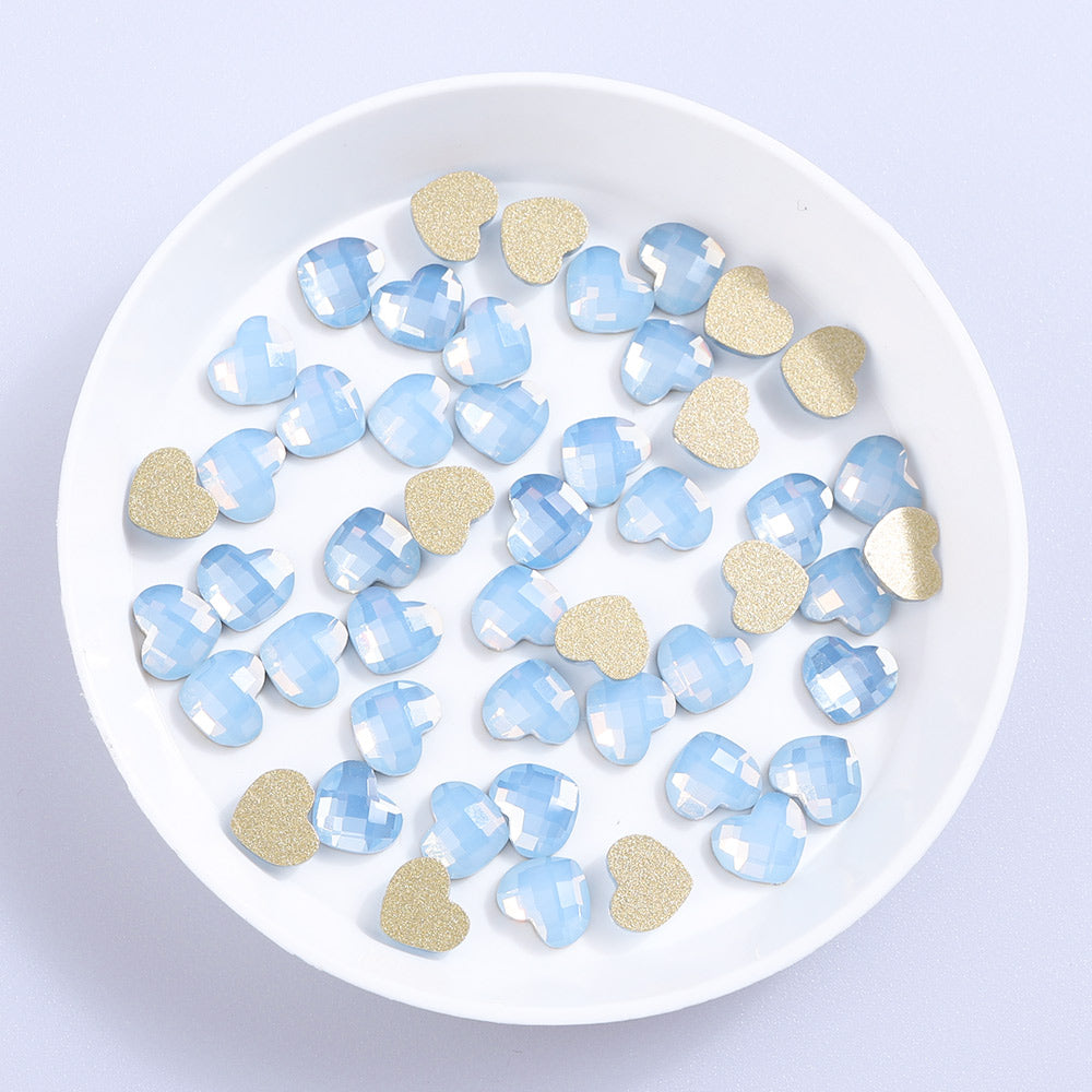 Heart Shape Blue Opal Glass Flat Back Fancy Rhinestones Secondary image