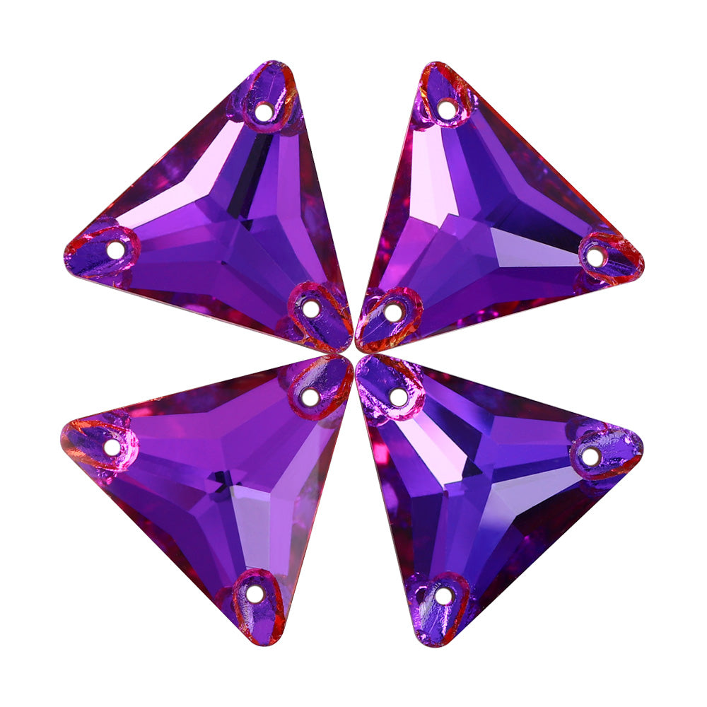 Violet Blue Triangle Shape High Quality Glass Sew-on Rhinestones WholesaleRhinestone