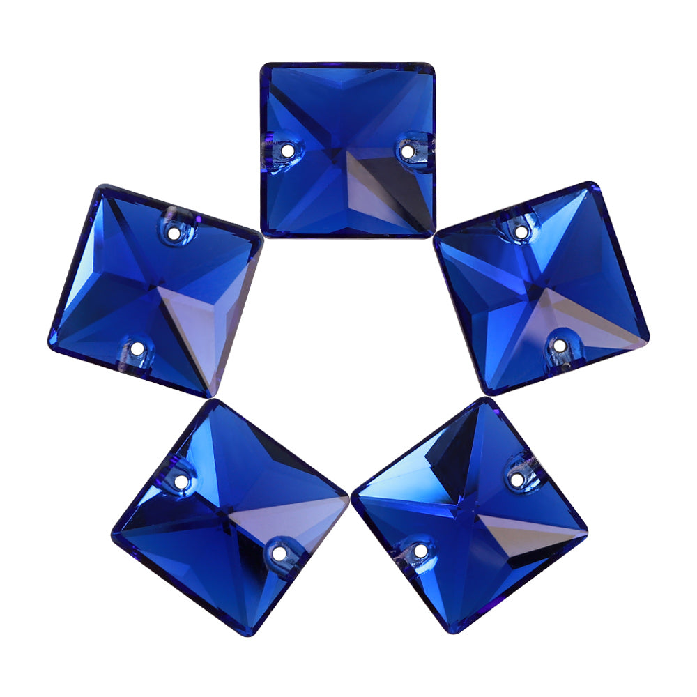 Sapphire Square Shape High Quality Glass Sew-on Rhinestones WholesaleRhinestone