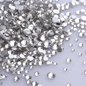Mixed Sizes Crystal Glass FlatBack Rhinestones For Nail Art Silver Back WholesaleRhinestone