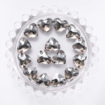 Satin Heart Shape High Quality Glass Sew-on Rhinestones WholesaleRhinestone