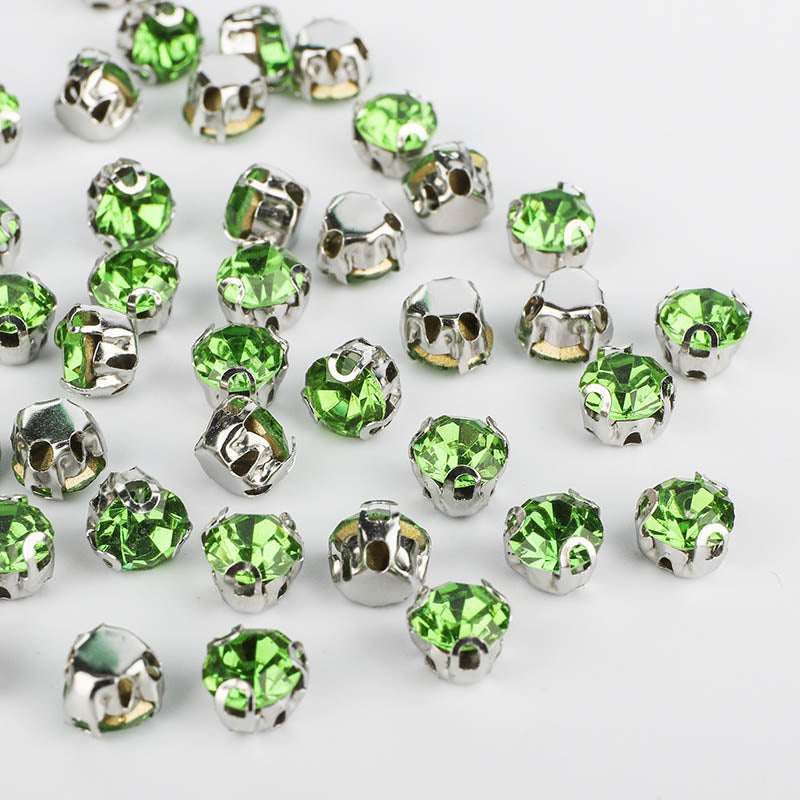 Peridot Sewing 3D Claw Rhinestones Silver Base WholesaleRhinestone メイン画像