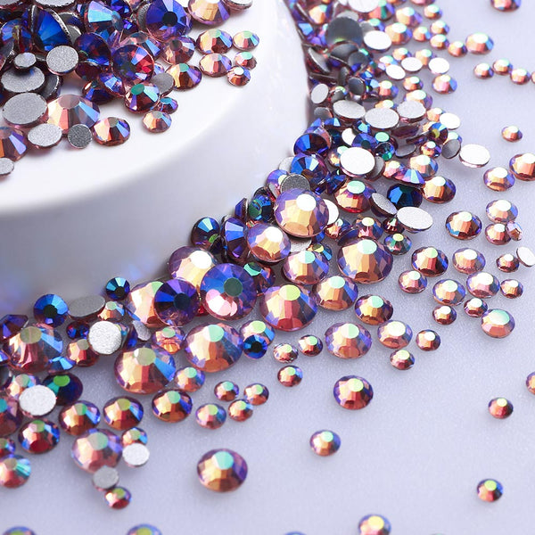 Mixed Sizes Light Amethyst AB Glass FlatBack Rhinestones For Nail Art Silver Back WholesaleRhinestone