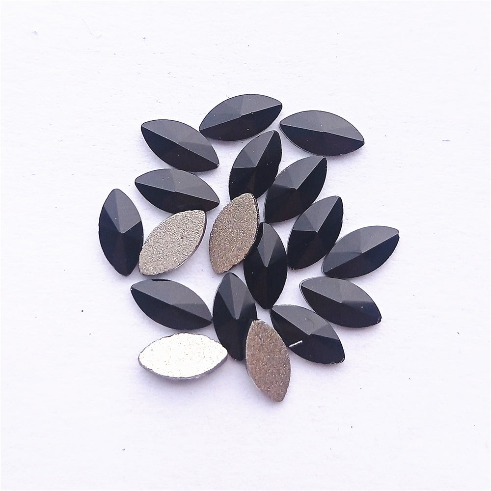 Navette Shape Black Flat Back Fancy Rhinestones WholesaleRhinestone