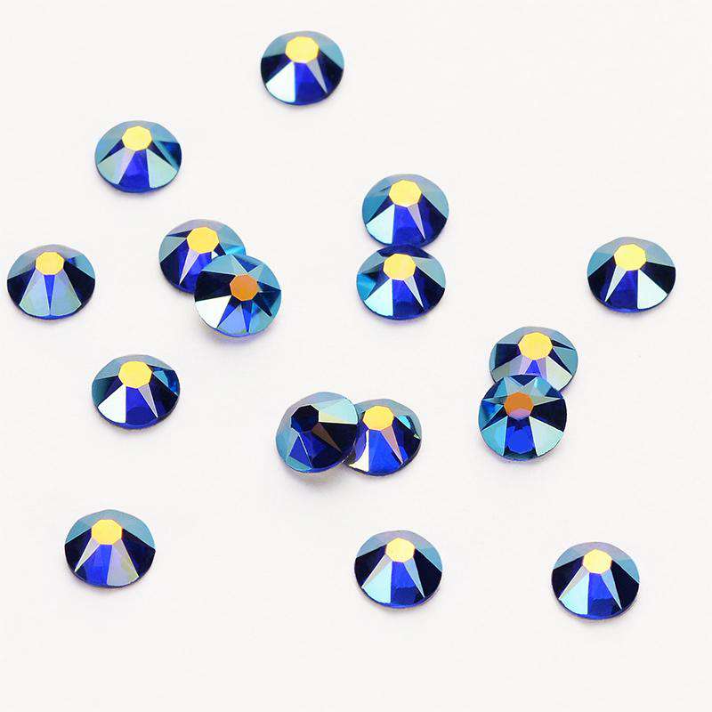 Sapphire AB Glass Flat Back Glue-On Rhinestones 16 Cut Facets Secondary image