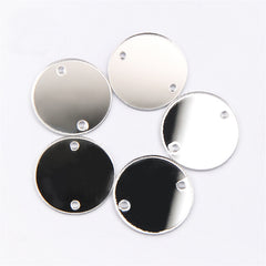 Silver White Round Acrylic Sew-on Mirror For Dance Costume WholesaleRhinestone