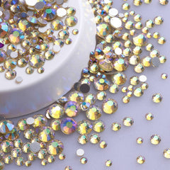 Mixed Sizes Light Yellow AB FlatBack Rhinestones For Nail Art Silver Back WholesaleRhinestone