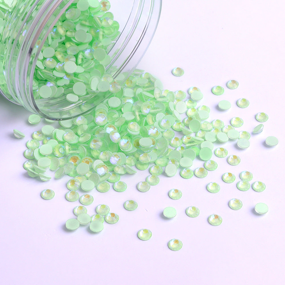 Mocha Light Green Glass FlatBack Luminous Rhinestones For Nail Art WholesaleRhinestone