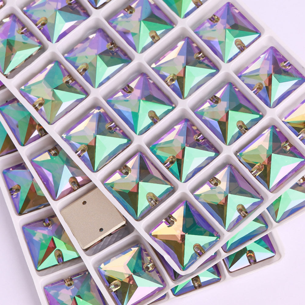 Ghost Light Square Shape High Quality Glass Sew-on Rhinestones WholesaleRhinestone