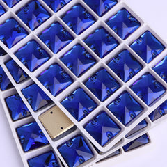 Sapphire Square Shape High Quality Glass Sew-on Rhinestones WholesaleRhinestone