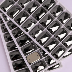 Jet Metallic Silver Octagon Shape High Quality Glass Sew-on Rhinestones WholesaleRhinestone