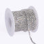 Silver Glass Rhinestones Close Cup Chain - 1 Row Sliver Base WholesaleRhinestone