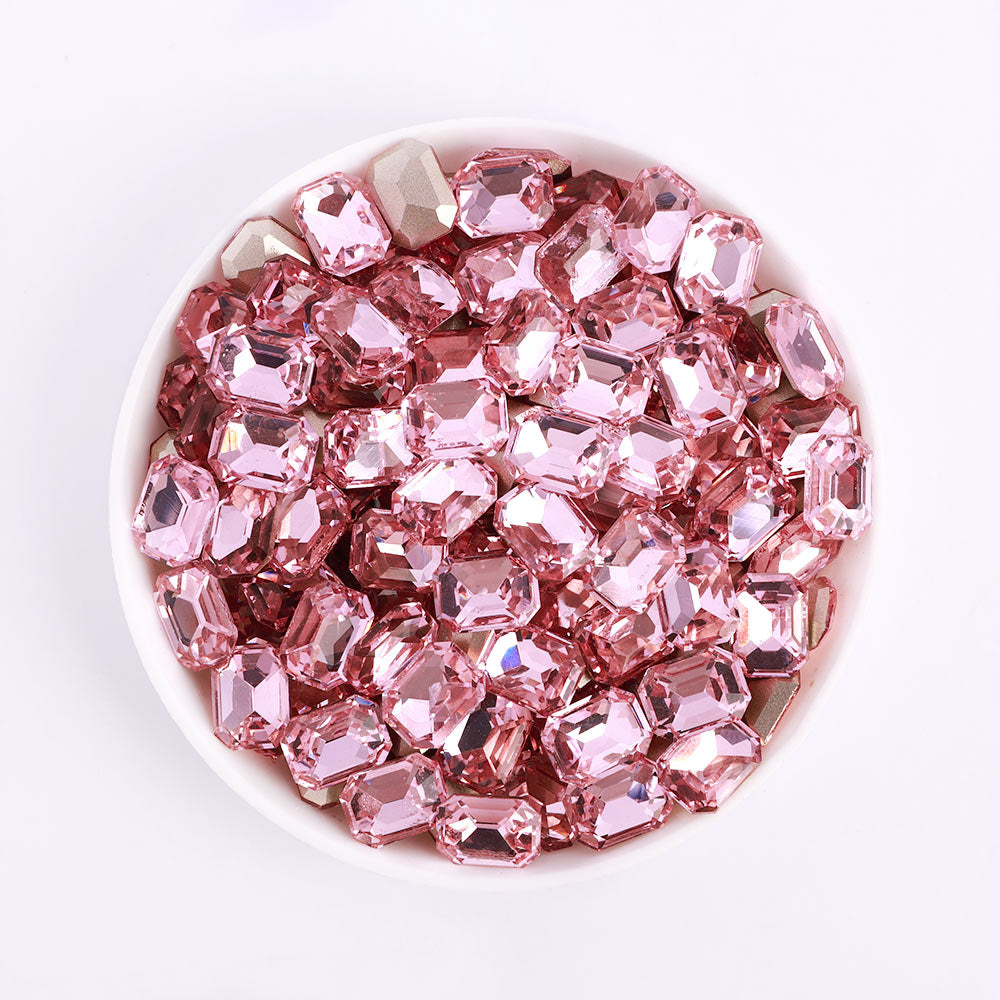 Light Pink Rectangle Octagon Shape Pointed Back Fancy Rhinestones WholesaleRhinestone