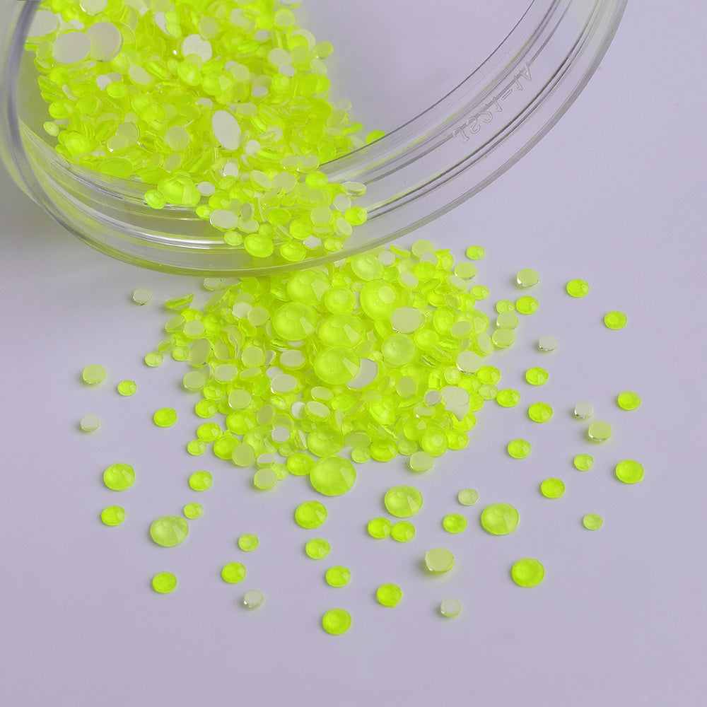 Mixed Sizes Yellow FlatBack Neon Rhinestones For Nail Art Второстепенное изображение товара