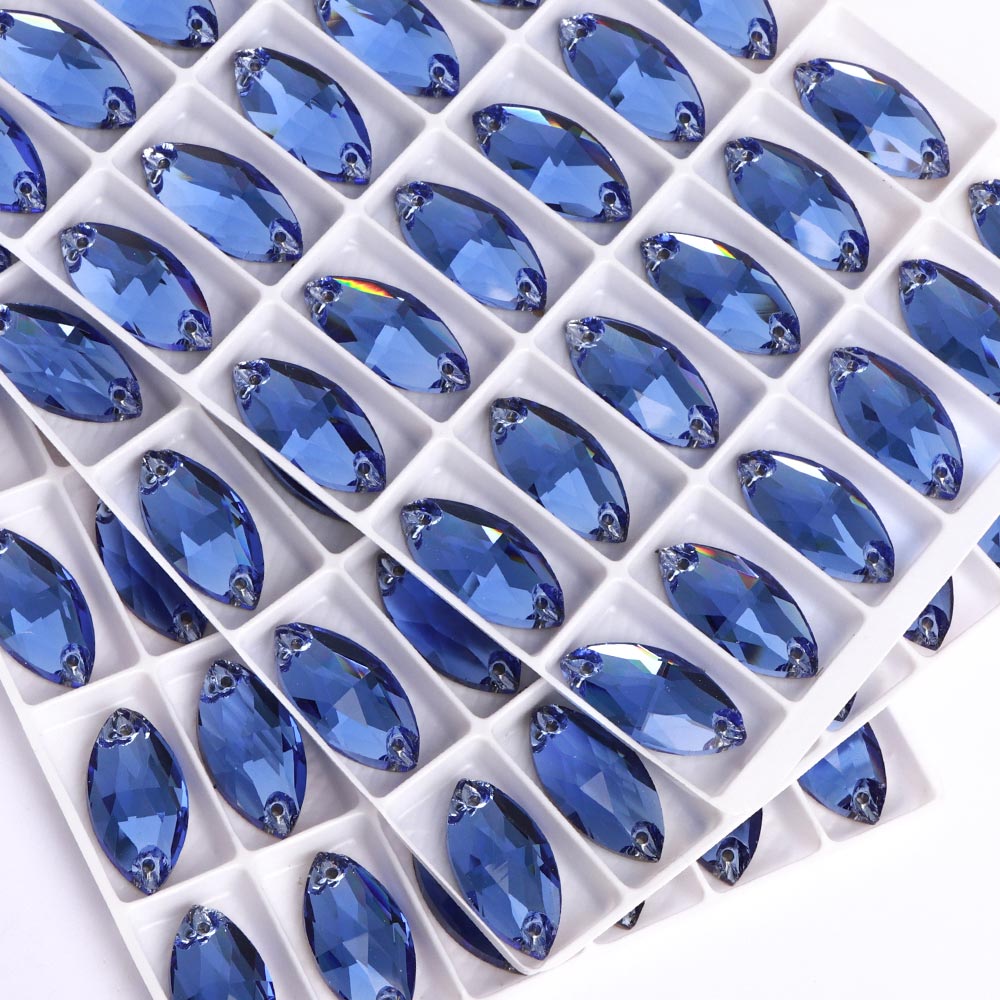 Light Sapphire Navette Shape High Quality Glass Sew-on Rhinestones WholesaleRhinestone