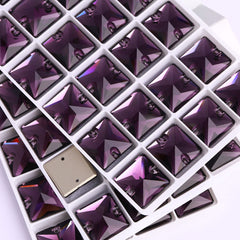 Amethyst Square Shape High Quality Glass Sew-on Rhinestones WholesaleRhinestone