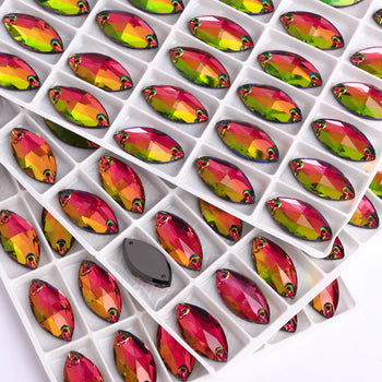 Vitrail Medium Navette Shape High Quality Glass Sew-on Rhinestones WholesaleRhinestone
