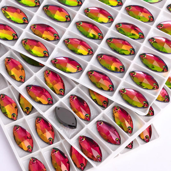 Vitrail Medium Navette Shape High Quality Glass Sew-on Rhinestones WholesaleRhinestone